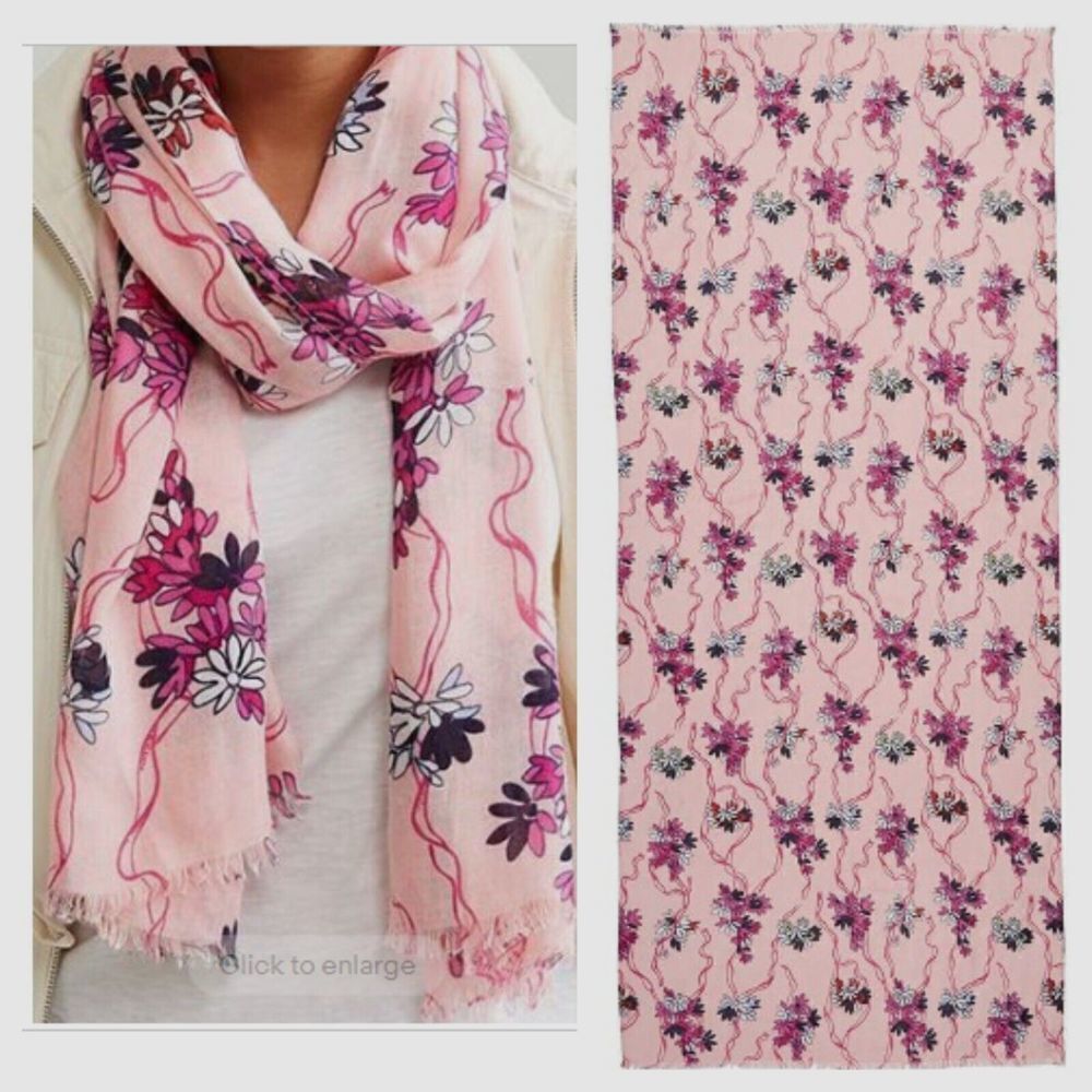 Vera Bradley Soft Fringe Scarf Wrap HOPE BLOOMS Pink Floral Flowers NWT